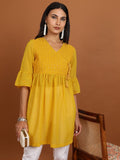 Ketch Women Mustard Embroidered Tunic - Mustard - Image 1
