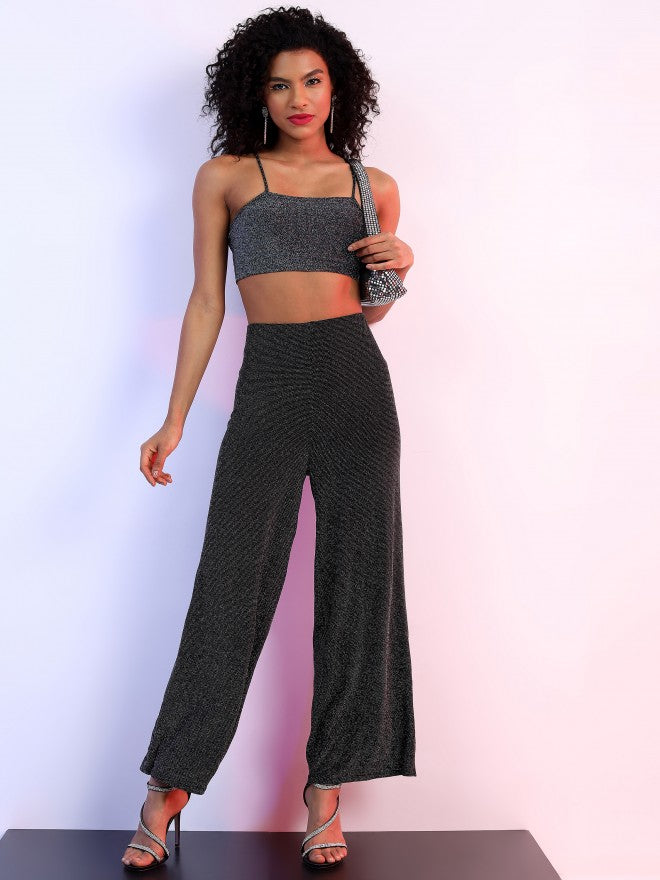 Ketch Women Black Self Design Fitted Top - Black - Image 2