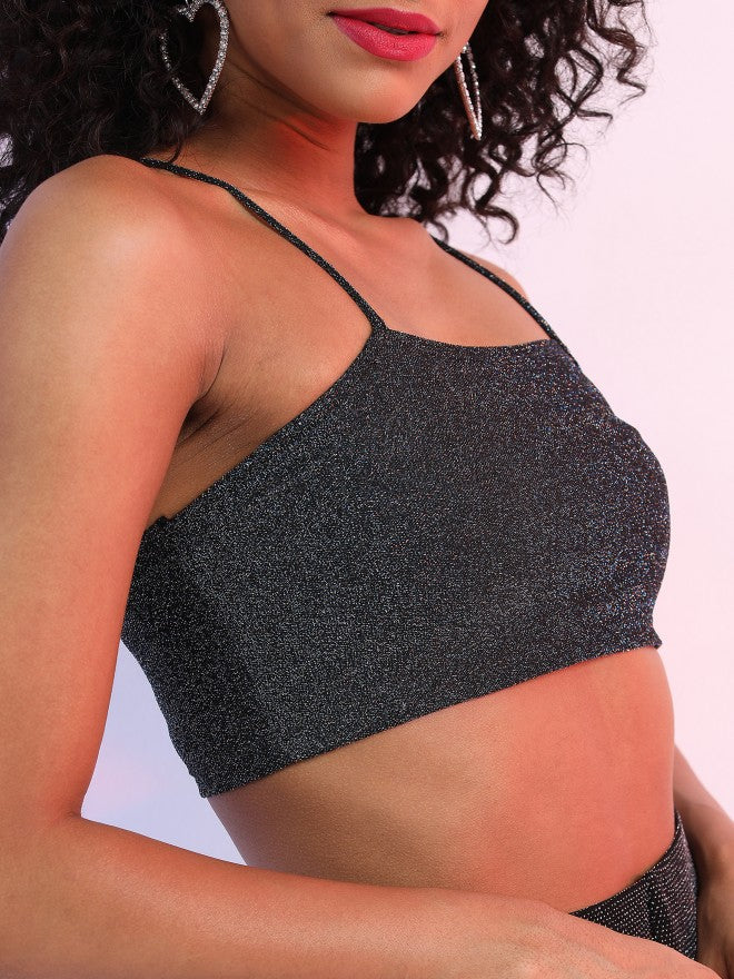 Ketch Women Black Self Design Fitted Top - Black - Image 5