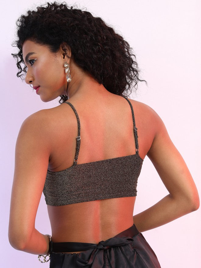 Ketch Women Black Self Design Fitted Top - Black - Image 3