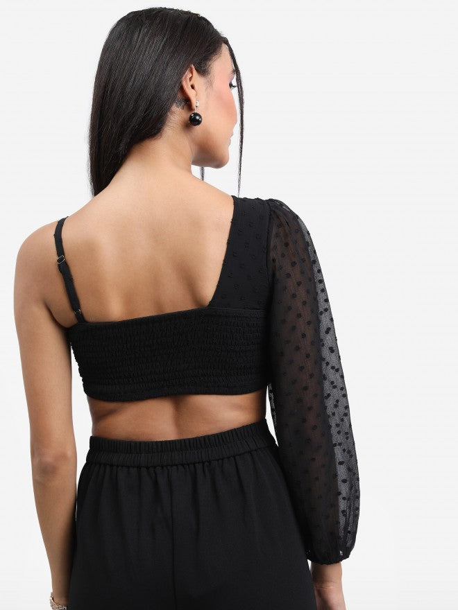 Ketch Women Black Self Design Regular Top - Black - Image 3