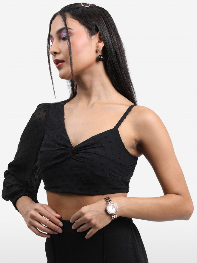 Ketch Women Black Self Design Regular Top - Black - Image 4