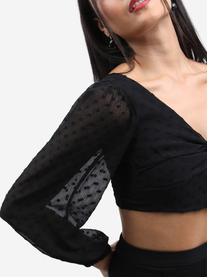 Ketch Women Black Self Design Regular Top - Black - Image 5