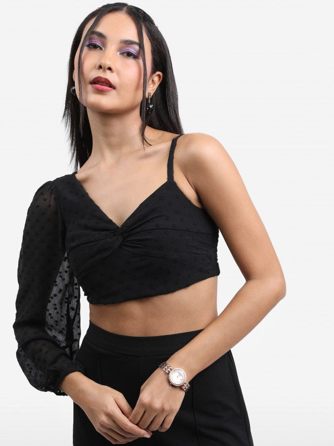 Ketch Women Black Self Design Regular Top - Black - Image 6