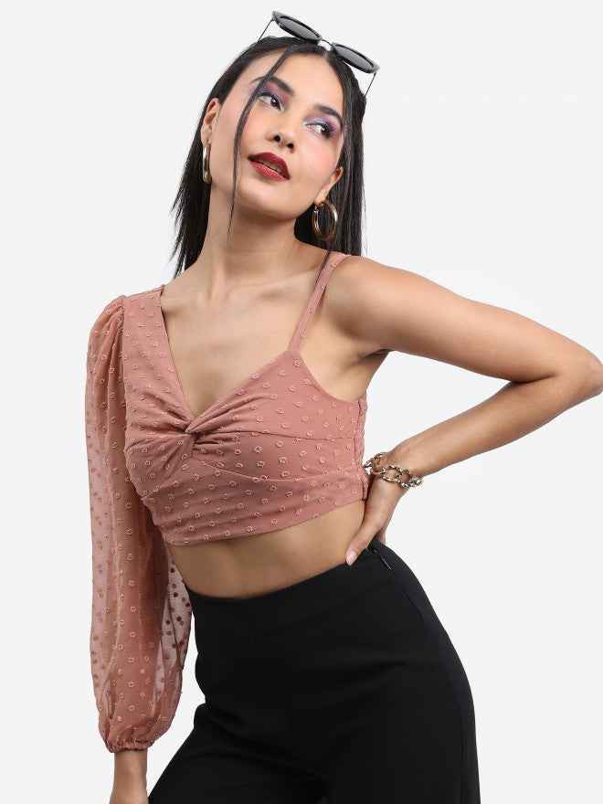 Ketch Women Pink Self Design Regular Top - Pink - Image 4
