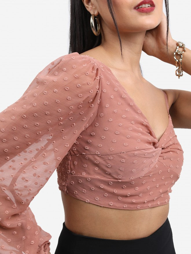 Ketch Women Pink Self Design Regular Top - Pink - Image 5