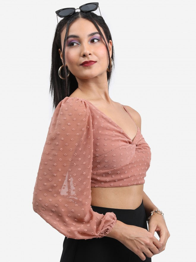 Ketch Women Pink Self Design Regular Top - Pink - Image 6