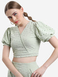 Ketch Women Olive Self Design Wrap Top - Olive - Image 1