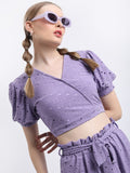 Ketch Women Lavender Self Design Wrap Top - Lavender - Image 1
