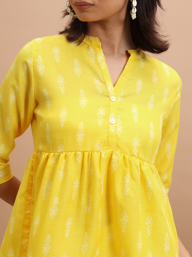 Ketch Women Yellow Printed Peplum Top - Yellow - Image 5
