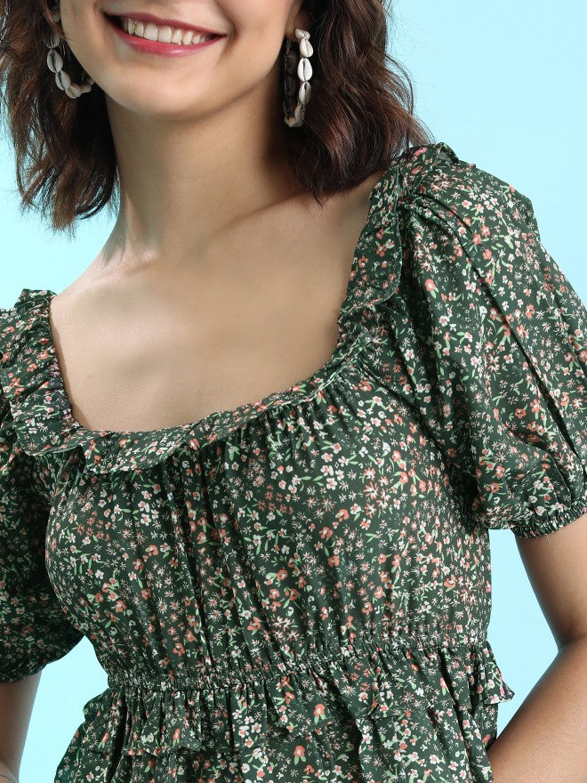 Ketch Women Olive Printed Regular Top - Olive - Image 5