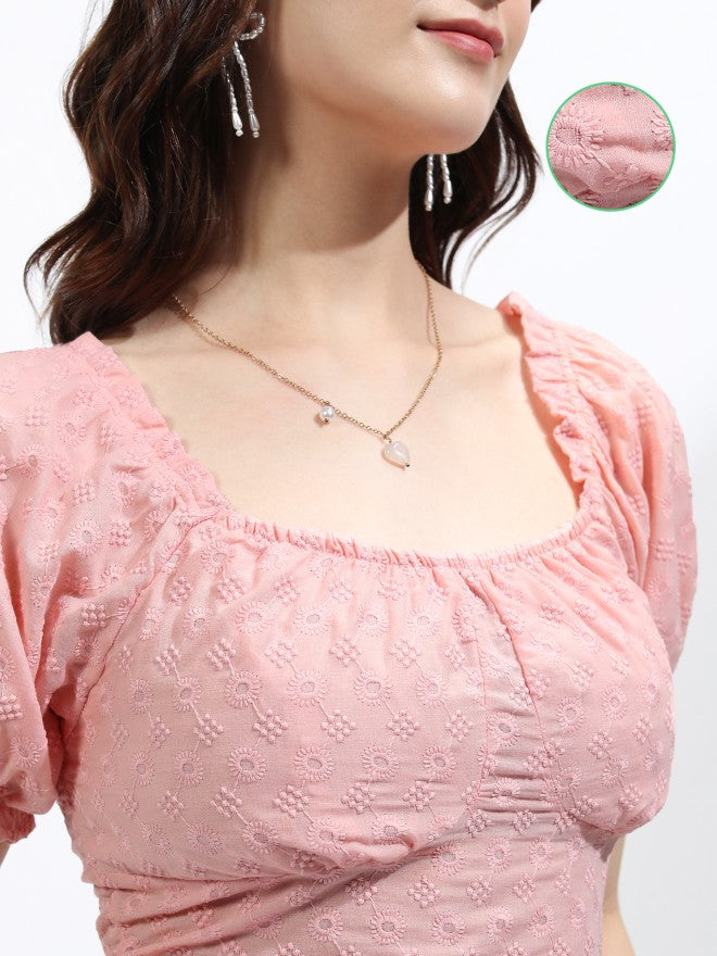 Ketch Women Pink Embroidered Fitted Top - Pink - Image 10