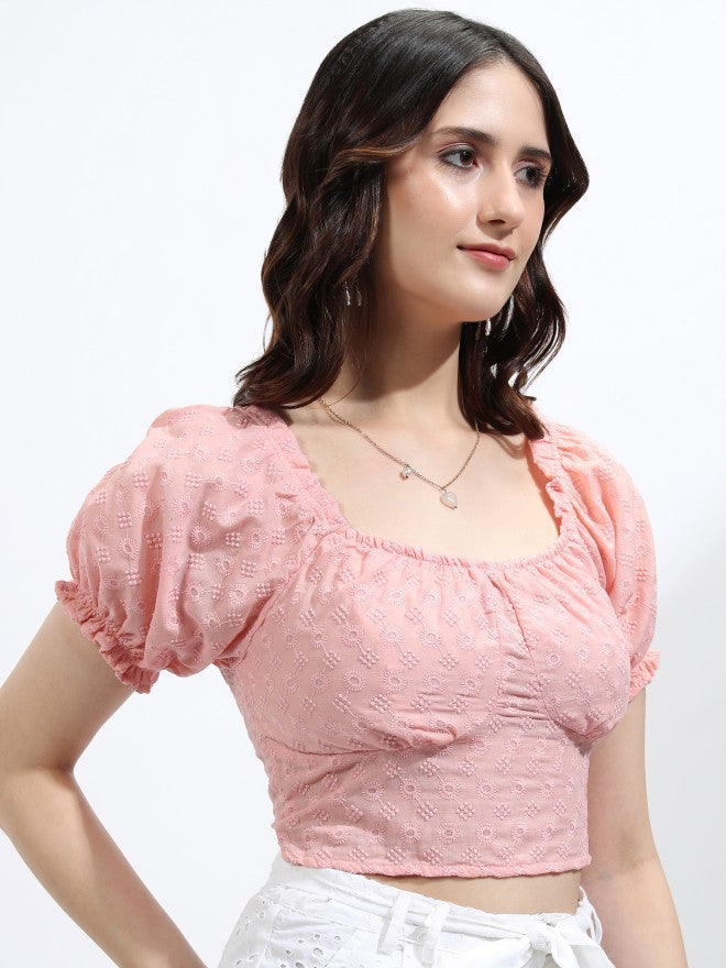 Ketch Women Pink Embroidered Fitted Top - Pink - Image 11