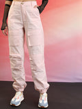 Ketch Women Pink Solid Regular Fit Cargos - Pink - Image 1