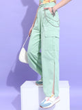 Ketch Women Green Solid Flared Casual Trouser - Green - Image 1