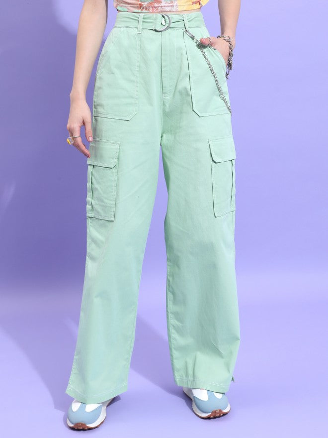 Ketch Women Green Solid Flared Casual Trouser - Green - Image 4