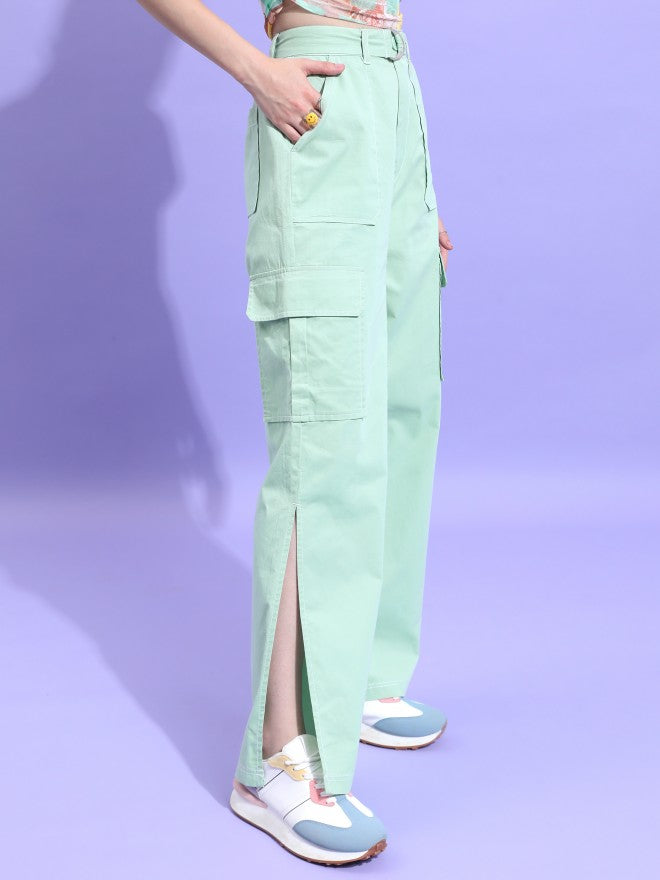 Ketch Women Green Solid Flared Casual Trouser - Green - Image 6