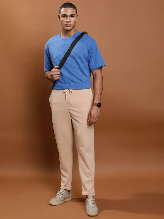 Ketch Men Blue Solid Round Neck Oversized Fit T-Shirt - Blue - Image 2
