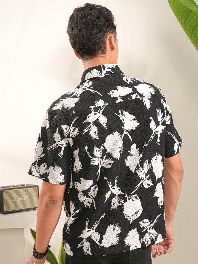 Locomotive Men Black Printed Oversized Fit Casual Shirt - Black - Image 3