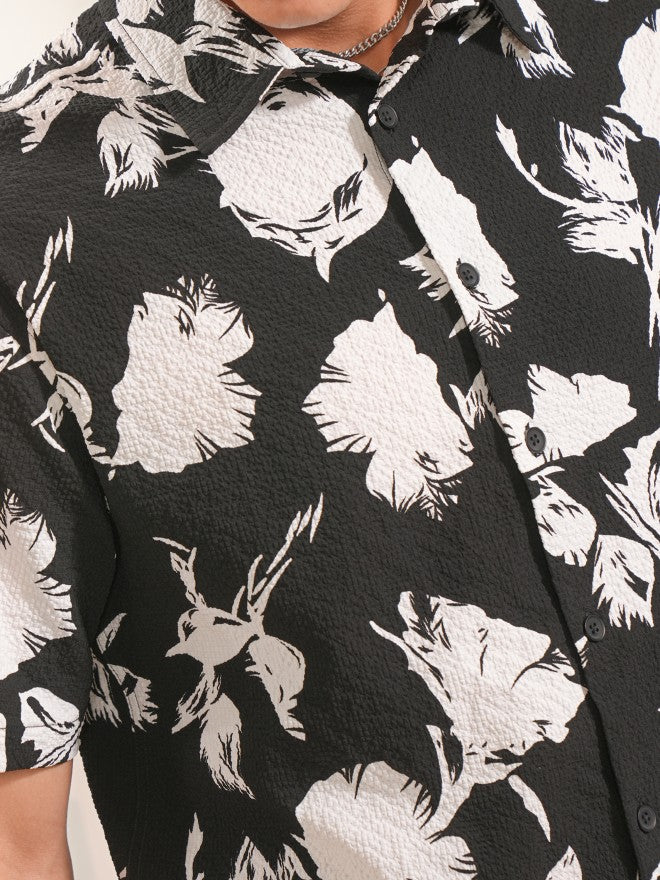 Locomotive Men Black Printed Oversized Fit Casual Shirt - Black - Image 5
