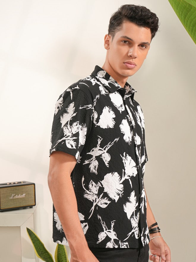 Locomotive Men Black Printed Oversized Fit Casual Shirt - Black - Image 6