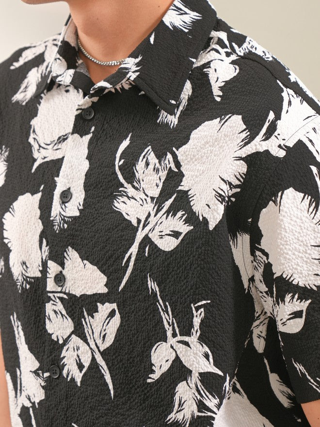 Locomotive Men Black Printed Oversized Fit Casual Shirt - Black - Image 8