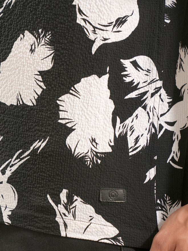 Locomotive Men Black Printed Oversized Fit Casual Shirt - Black - Image 9