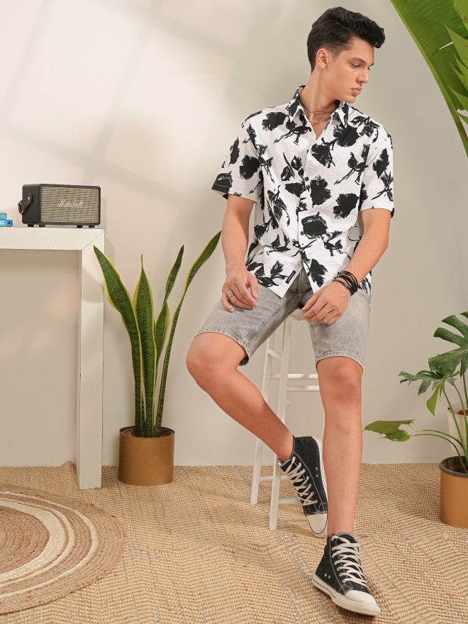 Locomotive Men White Printed Regular Fit Casual Shirt - White - Image 2