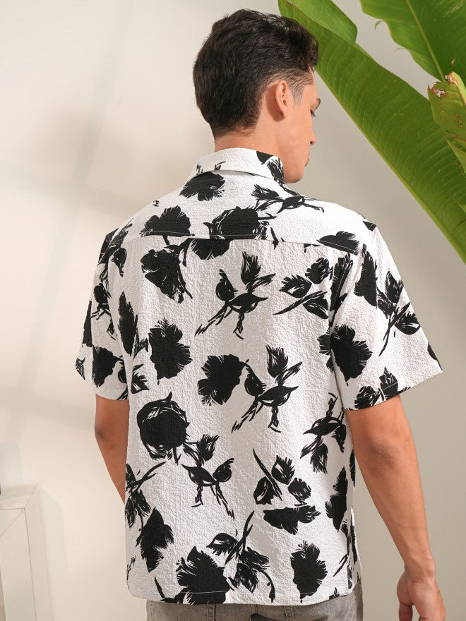 Locomotive Men White Printed Regular Fit Casual Shirt - White - Image 3