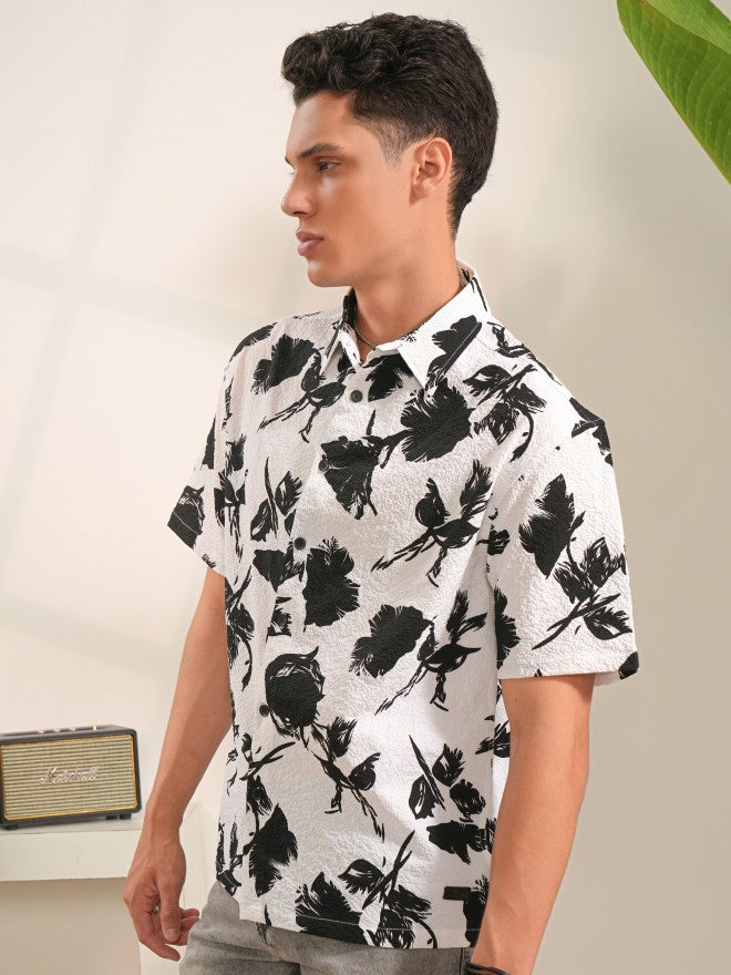 Locomotive Men White Printed Regular Fit Casual Shirt - White - Image 4