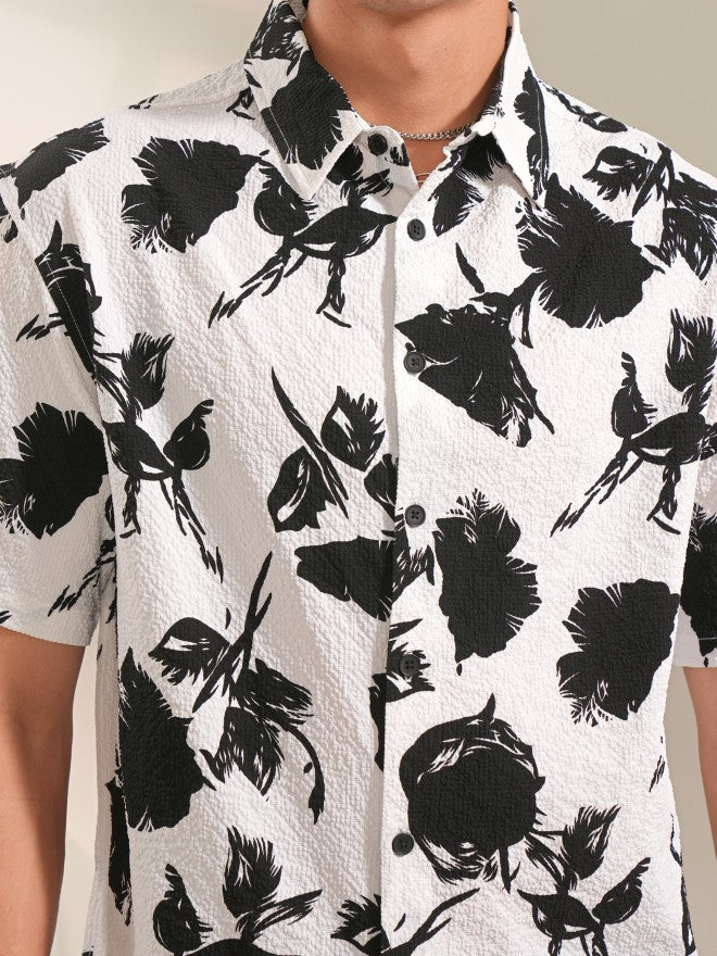 Locomotive Men White Printed Regular Fit Casual Shirt - White - Image 5