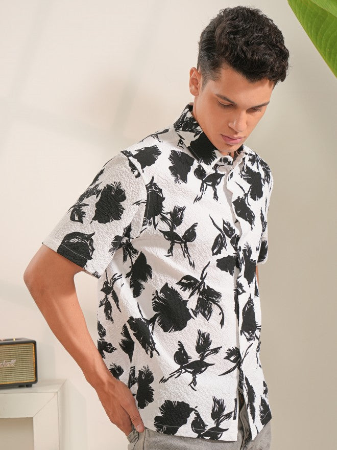Locomotive Men White Printed Regular Fit Casual Shirt - White - Image 6