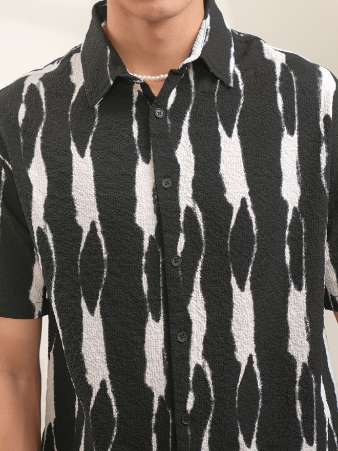 Locomotive Men Black Printed Oversized Fit Casual Shirt - Black - Image 5
