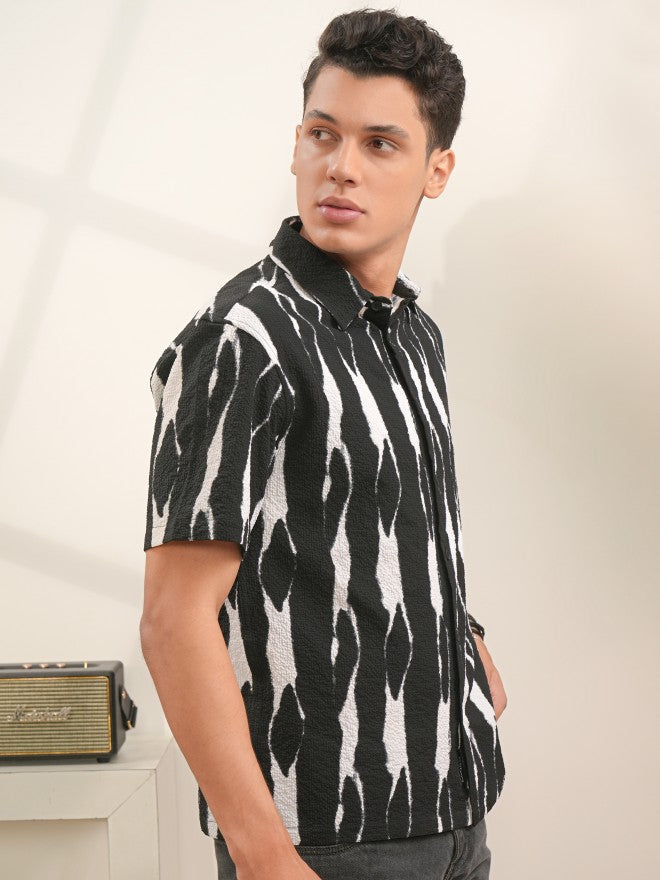 Locomotive Men Black Printed Oversized Fit Casual Shirt - Black - Image 6