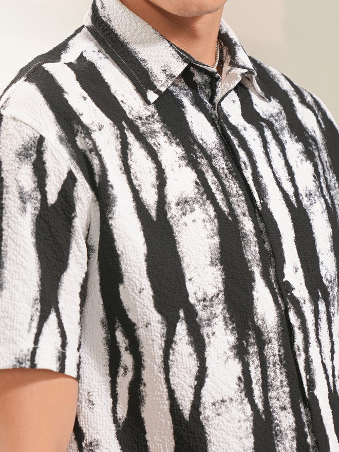Locomotive Men White Printed Oversized Fit Casual Shirt - White - Image 5