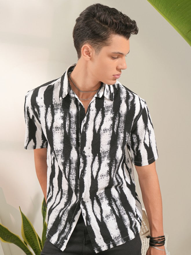 Locomotive Men White Printed Oversized Fit Casual Shirt - White - Image 7