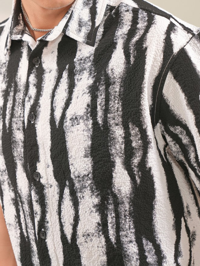 Locomotive Men White Printed Oversized Fit Casual Shirt - White - Image 8