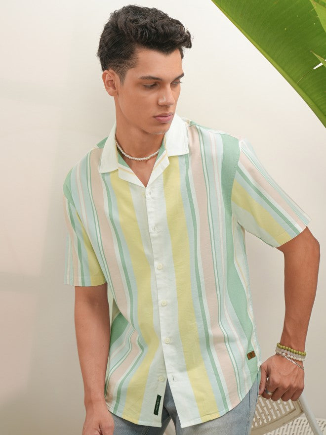 Locomotive Men Multi Striped Regular Fit Casual Shirt - Multi - Image 1