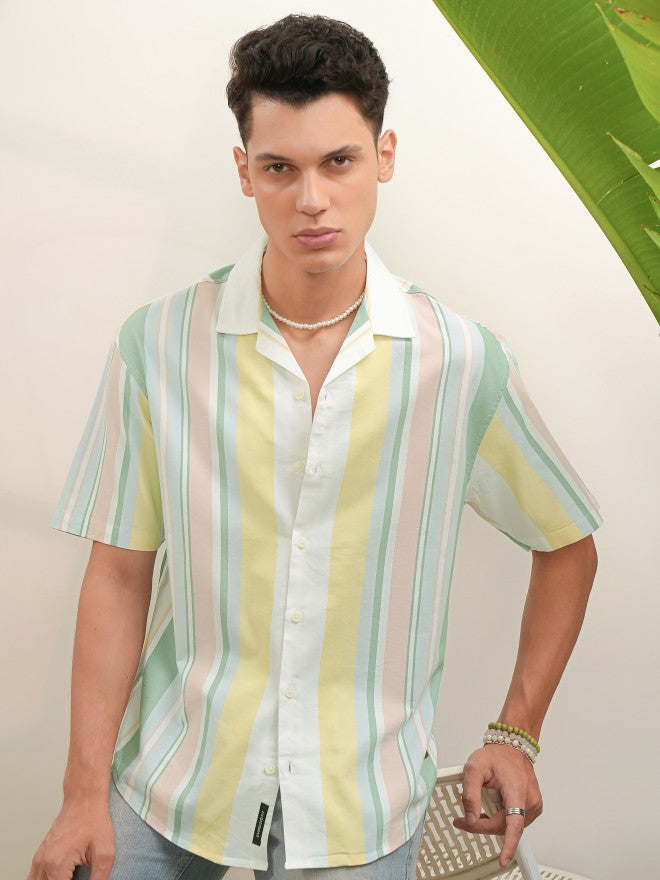 Locomotive Men Multi Striped Regular Fit Casual Shirt - Multi - Image 7