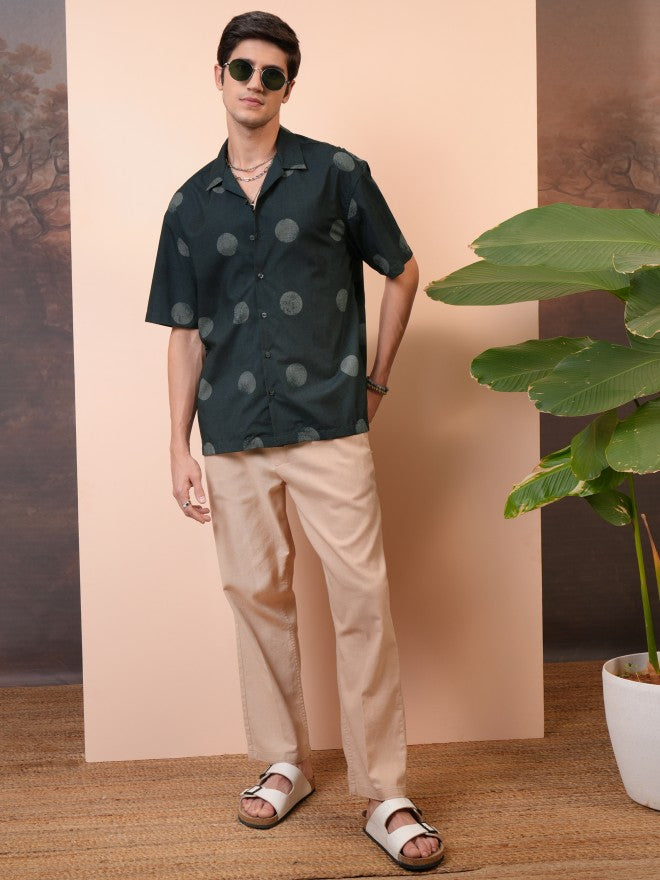 Locomotive Men Green Printed Oversized Fit Casual Shirt - Green - Image 2