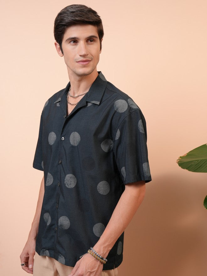 Locomotive Men Green Printed Oversized Fit Casual Shirt - Green - Image 4