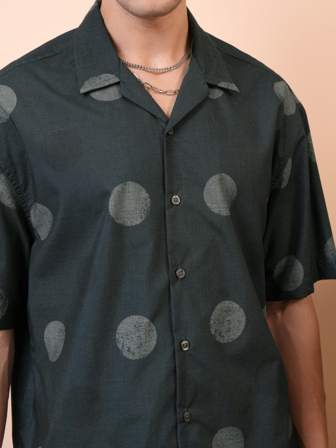 Locomotive Men Green Printed Oversized Fit Casual Shirt - Green - Image 5
