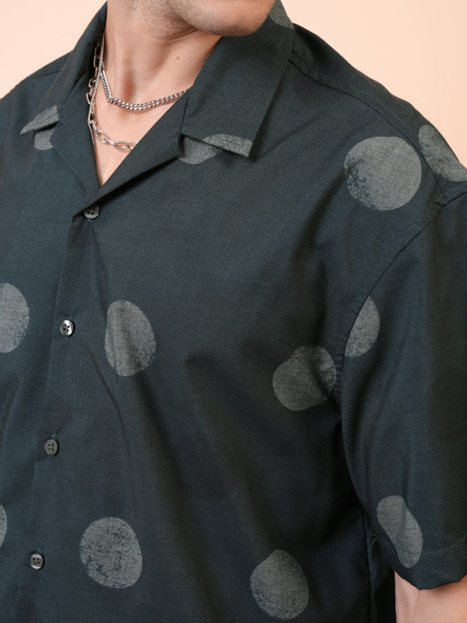 Locomotive Men Green Printed Oversized Fit Casual Shirt - Green - Image 7