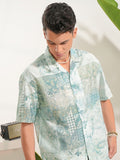 Locomotive Men Green Printed Oversized Fit Casual Shirt - Green - Image 1
