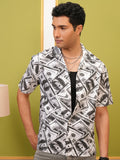Locomotive Premium Men White Printed Oversized Fit Casual Shirt - White - Image 1