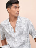 Locomotive Men Grey Printed Oversized Fit Casual Shirt - Grey - Image 1