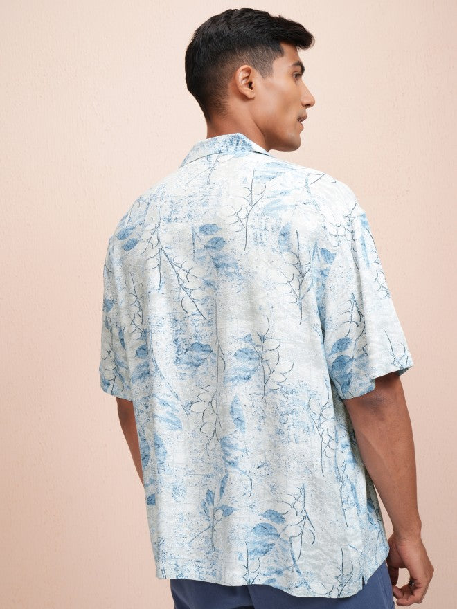Locomotive Men Blue Printed Oversized Fit Casual Shirt - Blue - Image 3