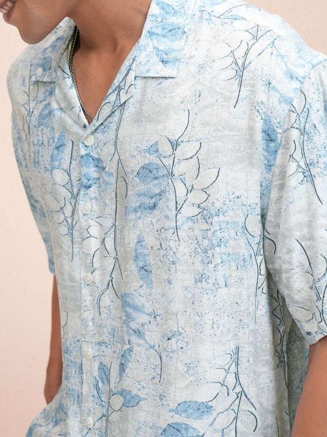Locomotive Men Blue Printed Oversized Fit Casual Shirt - Blue - Image 5