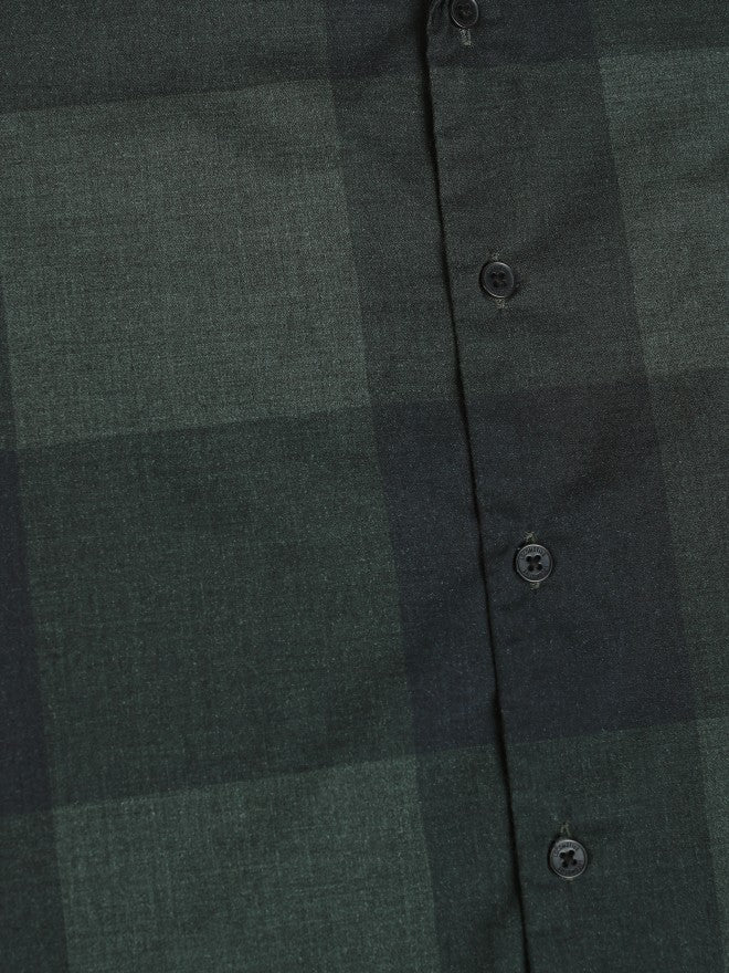 Locomotive Premium Men Green Checked Oversized Fit Casual Shirt - Green - Image 8