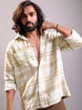 Locomotive Men Khaki Checked Oversized Fit Casual Shirt - Khaki - Image 1